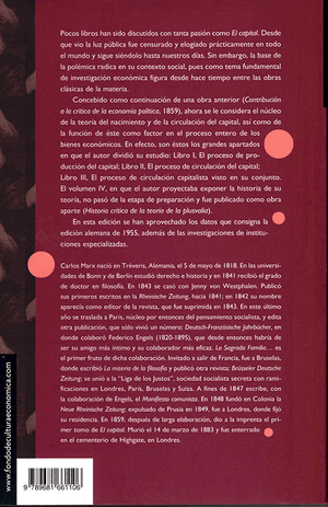 Back cover of El capital, Volume 2