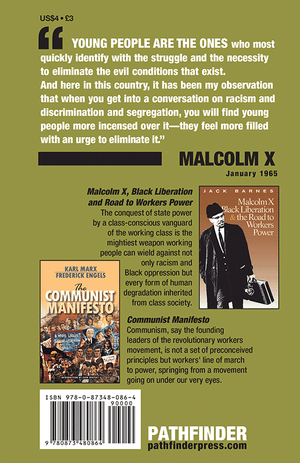 Back cover of Malcolm X Talks to Young People (pamphlet)