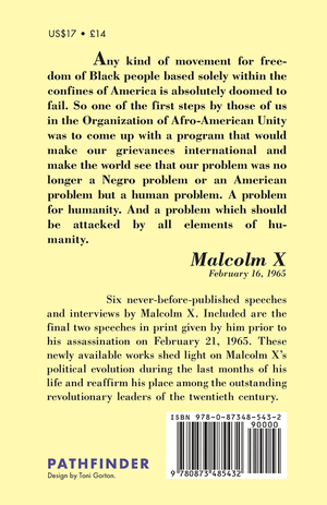 Back cover of Malcolm X: The Last Speeches