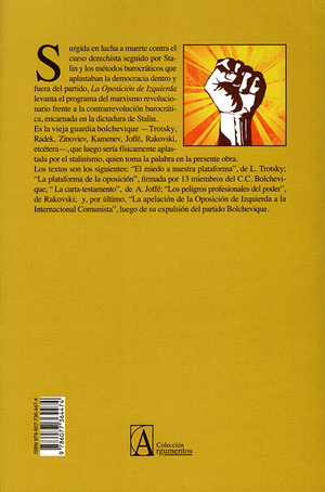 Back cover of oposicion de izquierda en la urss by Leon Trotsky