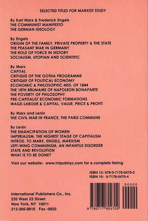 Back cover of Wage Labor and Capital / Value Price and Profit