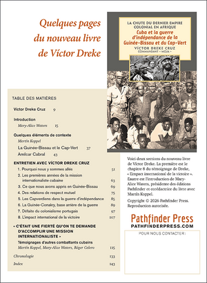 French language brochure with pages from Cuba and the Independence War in Guinea-Bissau and Cape Verde