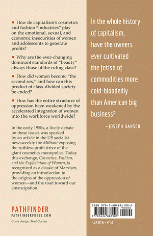 Back cover of Cosmetics, Fashion, and the Exploitation of Women by Waters, Hansen, and Reed