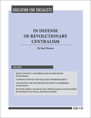 Front cover of In Defense of Revolutionary Centralism, text on gray-blue background.
