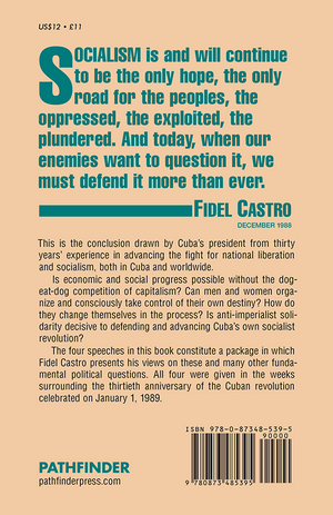 Back Cover of In Defense of Socialism by Fidel Castro