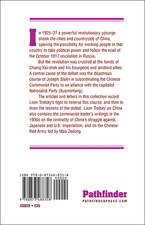 Back cover of Leon Trotsky on China