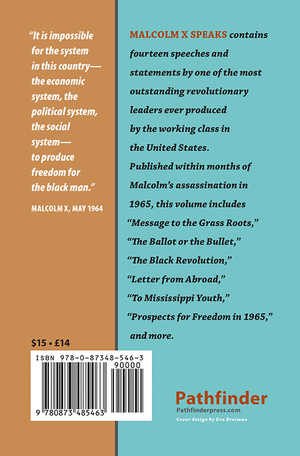 Back cover of Malcolm X Speaks