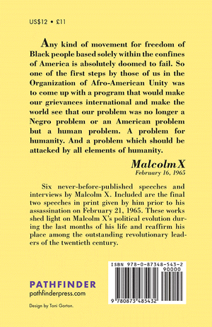 Back cover of Malcolm X The Last Speeches