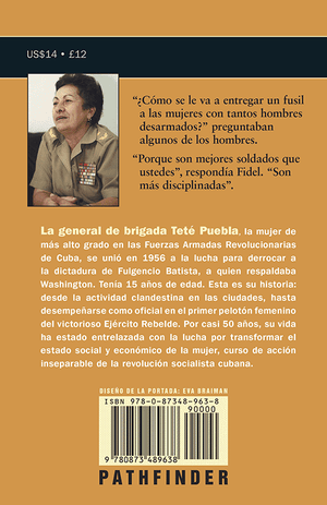 Back cover of Marianas en CombateTeté Puebla y el Pelotón Femenino Mariana Grajales en la guerra revolucionaria cubana 1956-58  By Teté Puebla 