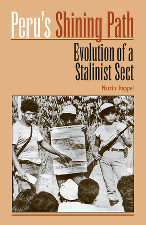 Front cover with beige background and black and brown text. Black and white photo of rebels with guns pointing to a newspaper.