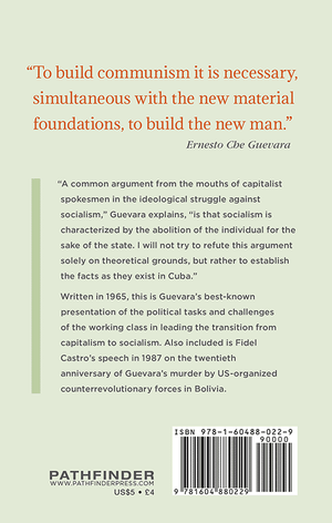 Back cover of Socialism and Man in CubaBook with text and a barcode on a light green background