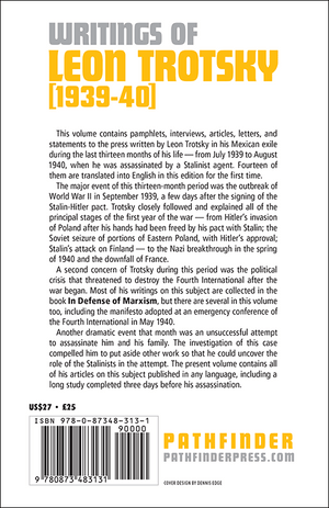 Back cover of Writings of Leon Trotsky, 1939–40