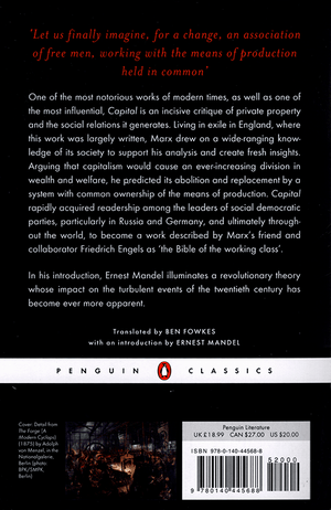 Back cover of Capital, Volume 1