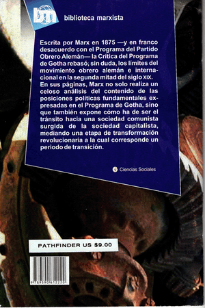 Back cover of Crítica del Programa de Gotha