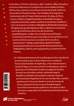 Back cover of El dieciocho brumario de Luis Bonaparte