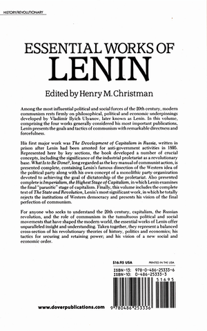 Back cover of Essential Works of Lenin