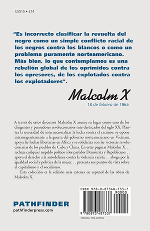 Back cover of Habla Malcolm X