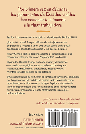 Back cover of El historial antiobrero de los Clinton