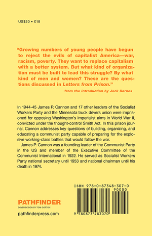 Back cover of Letters from Prison by James P. Cannon
