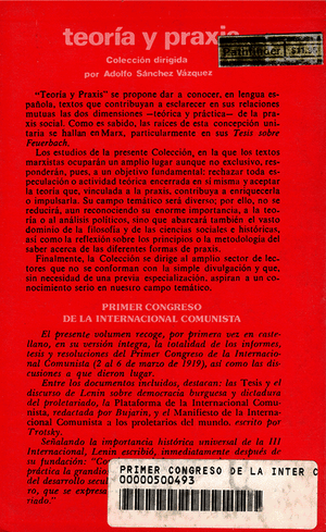 Back cover of Primer congreso de la Internacional Comunista