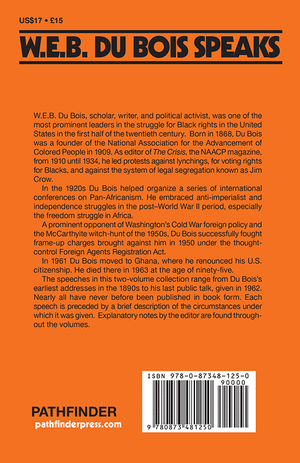 Back cover of W.E.B. Du Bois Speaks, 1890–1919