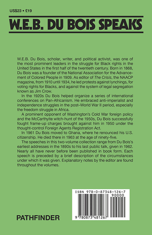 Back cover of W.E.B. Du Bois Speaks, 1920–1963