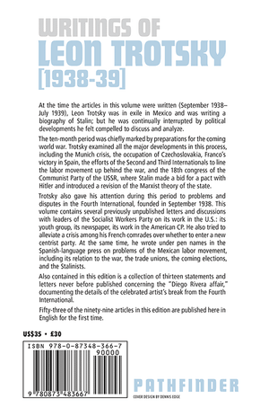 Back cover of Writings of Leon Trotsky (1938–39)