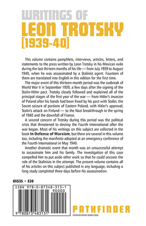 Back cover of Writings of Leon Trotsky, 1939–40